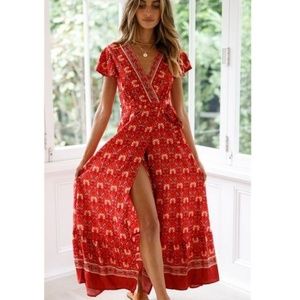 2021 Hot Pick - Boho  V-neck Maxi Printed Dress